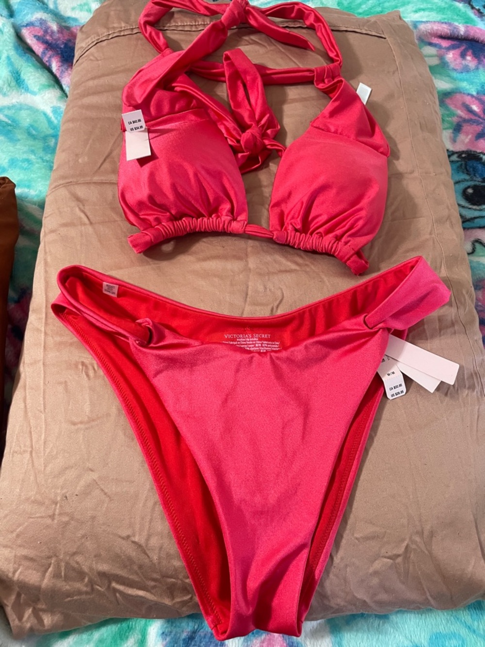 Victoria's Secret Bright Pink Halter Bikini Set